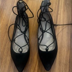Calvin Klein Pointed Black Lace-Up Flats